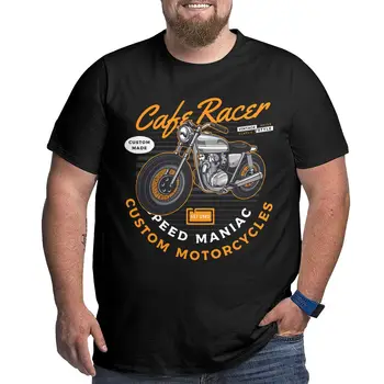 Hipster Vintage Stila Cafe Racer Motocikla T-Krekls Vīriešiem O Kakla 100% Kokvilnas T Krekli, Liels, Garš, Plus Lieluma Tees 5XL 6XL Apģērbi