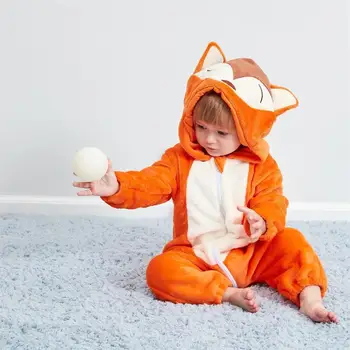 Baby Romper Apelsīnu Plīša Fox Formas Bērnu Jumpsuit Rudens Silts Flaneļa Baby Romper Gudrs Cosplay Maz Lapsa