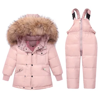 baby bērnu dūnu jaka komplekts vīriešu un meiteņu bērnu 1-6 gadu vecs Eiropas un Amerikas ziemas drēbes, divi-gabals, kas