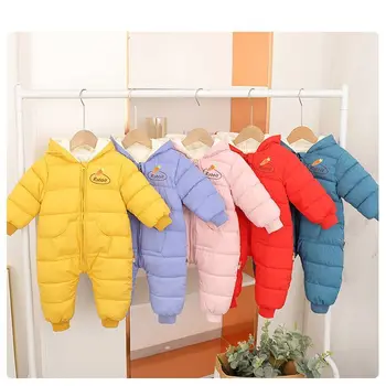Baby One-gabals Apģērbu Jaundzimušajam, Sabiezēt Bodysuit Zīdaiņu Kokvilnas Polsterētām Drēbes Plīša Lien Drēbes