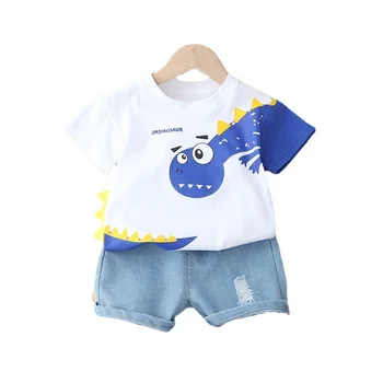 New Baby Meiteņu Drēbes Uzvalku Vasaras Modes Bērni Zēni Karikatūra T-Krekls, Bikses, 2gab/Komplekti Toddler Gadījuma Kostīms Bērniem Sporta