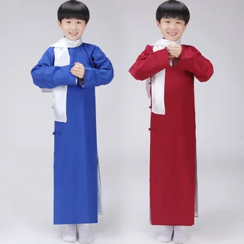 Bērniem Ķīniešu Mantija ar Šalli Zēns Ķīnas Tautas Tērpu Bērni Ilgi Skolotāja Kostīms Cosplay Drēbes Ķīnas Seno Tērpu 16