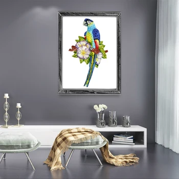 5D DIY Dimanta Krāsošana Putnu Dekorācijas Pilnībā Urbt Kvadrātveida Dimanta Ziedu Izšuvumi Krustdūrienā Komplekts Rhinestones Mozaīkas Mājas Dekoru 3