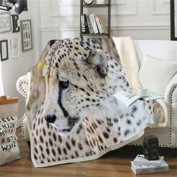 Gepards 3D Iespiesti Samta Plīša Mest Vilnas Sega, gultas Pārklājs Sherpa Segu Dīvāna Segu Segtu Ceļa Jaunatnes