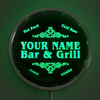rs-u-tm Custom LED Neona Apaļas Zīmes 25cm/ 10 Collu Personalizētu Bar & Grill Zīme RGB Multi-Krāsu Tālvadības Bezvadu Kontroles 1