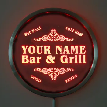 rs-u-tm Custom LED Neona Apaļas Zīmes 25cm/ 10 Collu Personalizētu Bar & Grill Zīme RGB Multi-Krāsu Tālvadības Bezvadu Kontroles 2