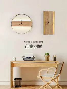 Ziemeļvalstu pieteikties radošo kārta dzīvojamā istaba mūsdienu minimālisma TV fona kāpņu karājas lampas sienas pulkstenis ar gaismas pulkstenis, sienas lampas