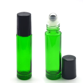 3pcs Tukšs Smaržas blīvais, Zaļais 10ml Rullīšu Stikla Pudelīte Ēteriskās Eļļas 10cc Roll-On Bumbu Parauga Pudele Bezmaksas Piegāde