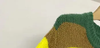 Svītraini Trikotāžas Džemperis Sievietēm Varavīksnes Slīpums O-veida Kakla Džemperis ar garām Piedurknēm Rudens Ziemas Jaunas Dāmas Džemperi 0